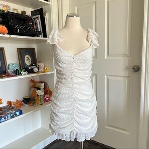 Zara White polka dot ruffle dress